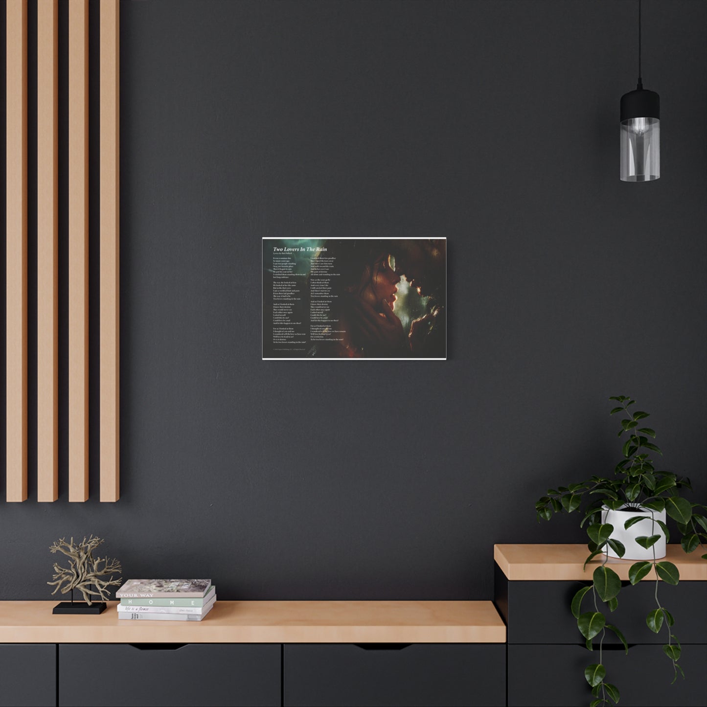 Two Lovers In The Rain — Lyric Art Print (Canvas)