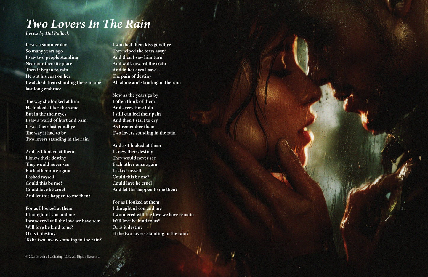 Two Lovers In The Rain - Lyric Art Print