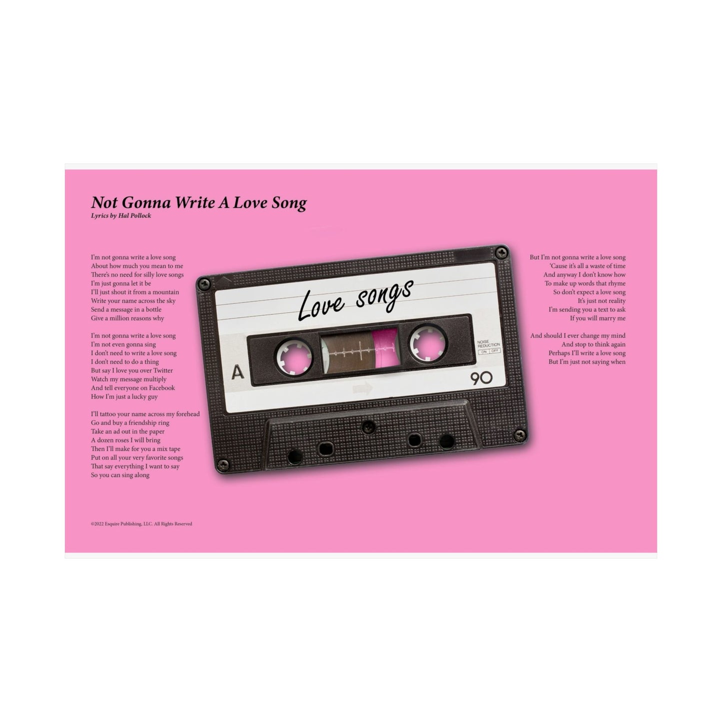 Not Gonna Write A Love Song — Lyric Art Print (Matte Paper)