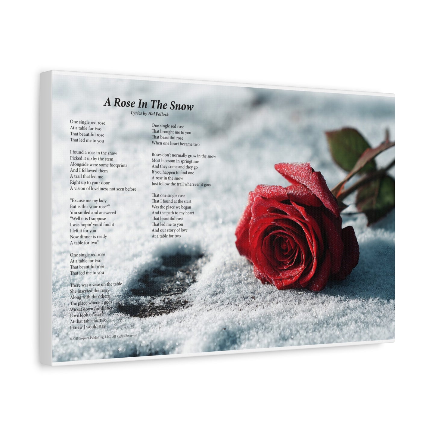 A Rose In The Snow — Lyric Art Print (Canvas)