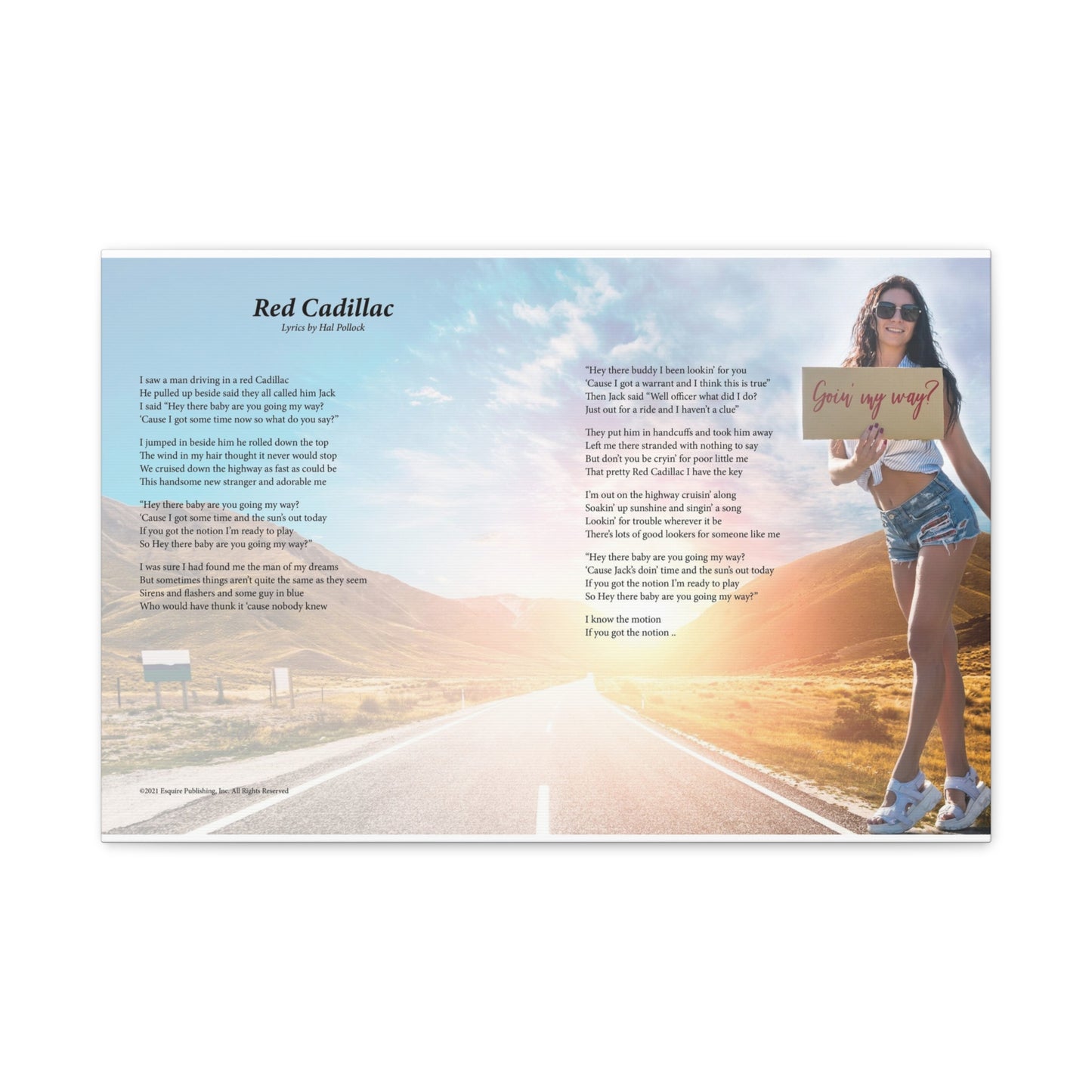 Red Cadillac — Lyric Art Print (Canvas)