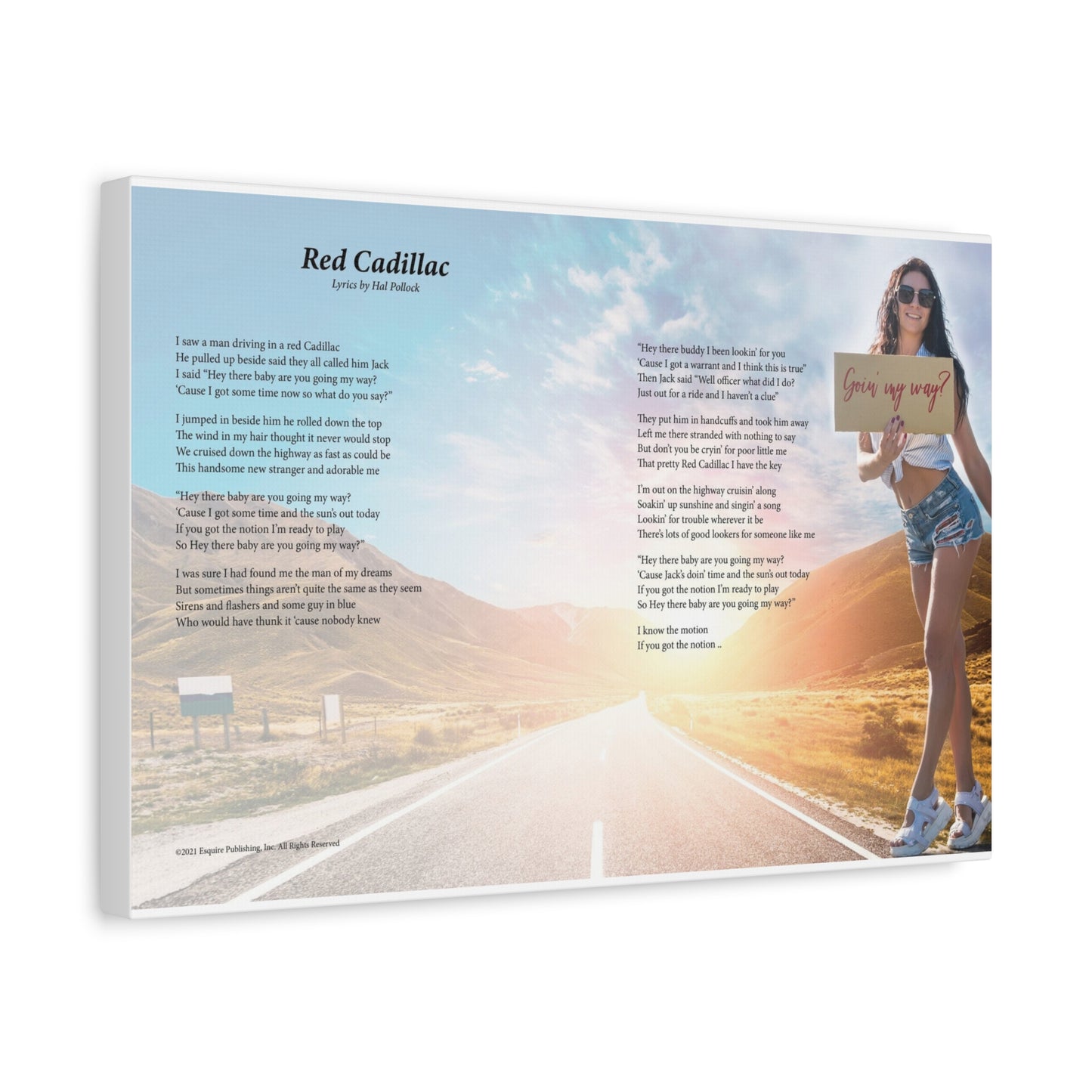Red Cadillac — Lyric Art Print (Canvas)