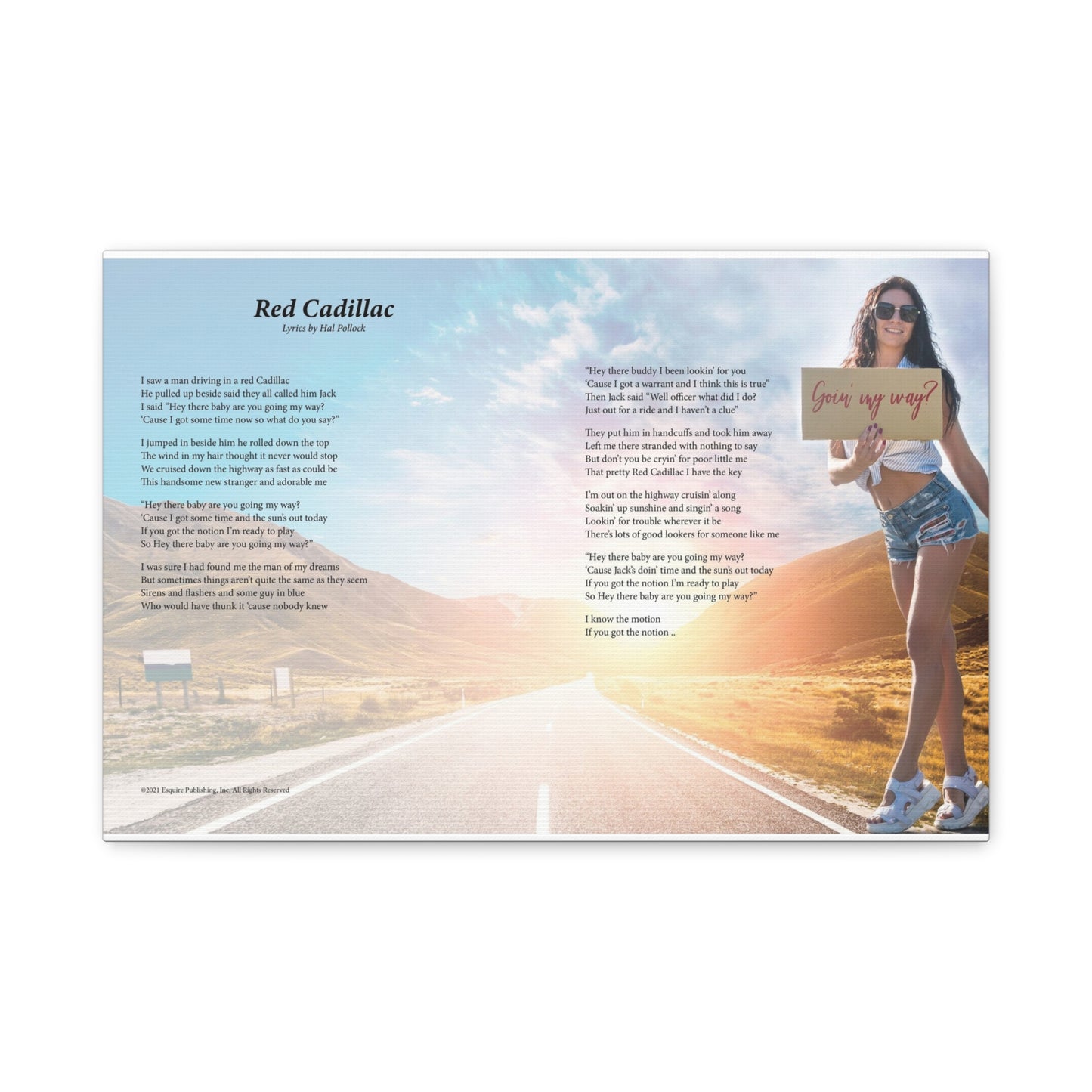 Red Cadillac — Lyric Art Print (Canvas)