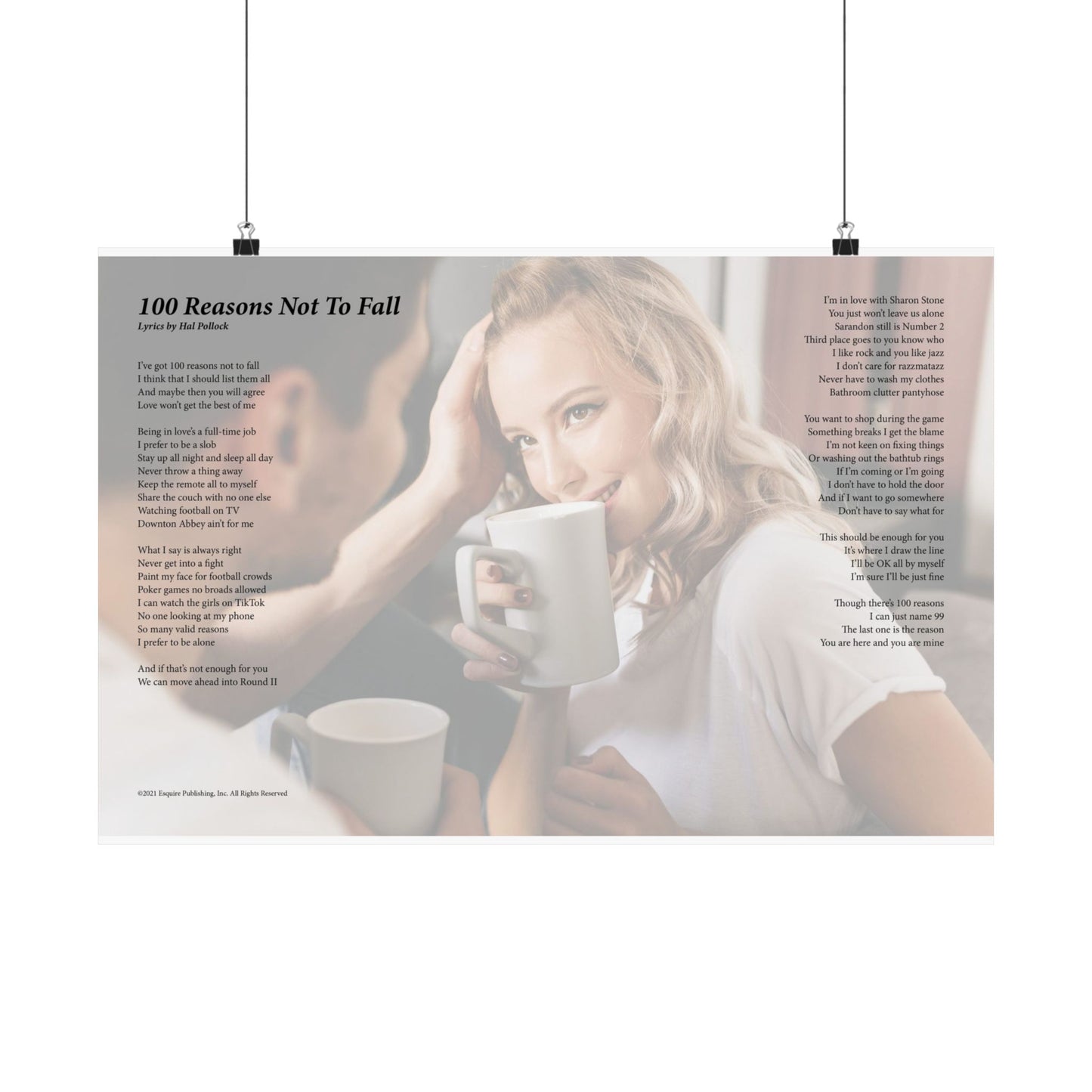 100 Reasons Not To Fall — Lyric Art Print (Matte Paper)