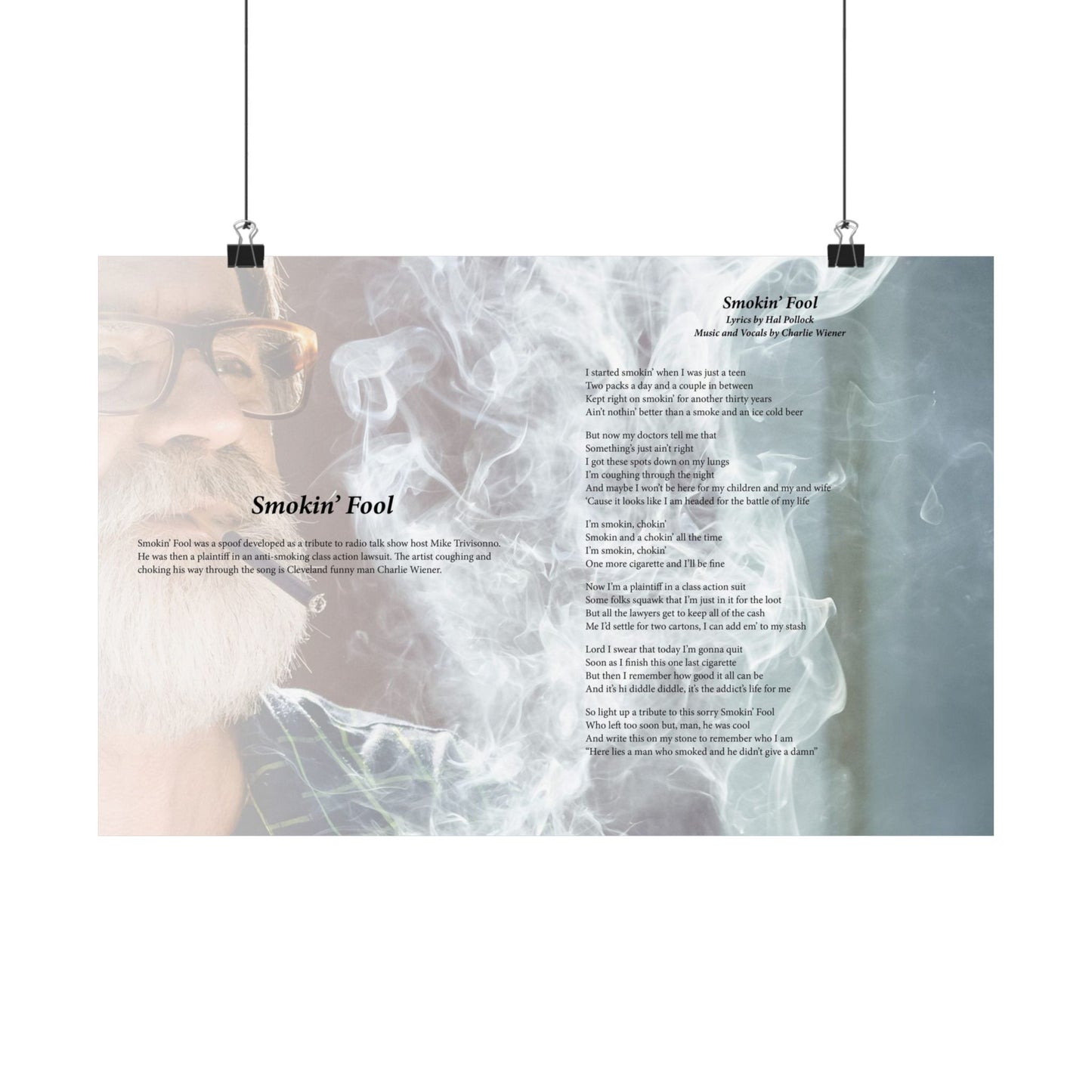 Smokin' Fool — Lyric Art Print (Matte Paper)