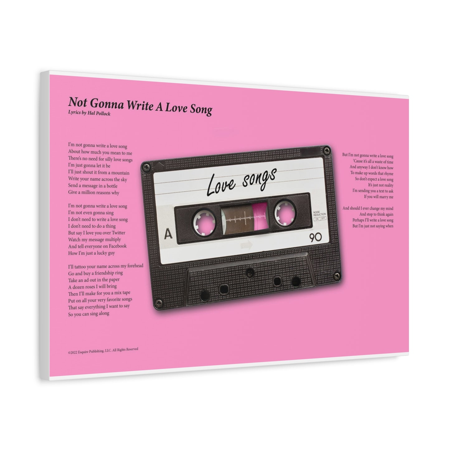 Not Gonna Write A Love Song — Lyric Art Print (Canvas)