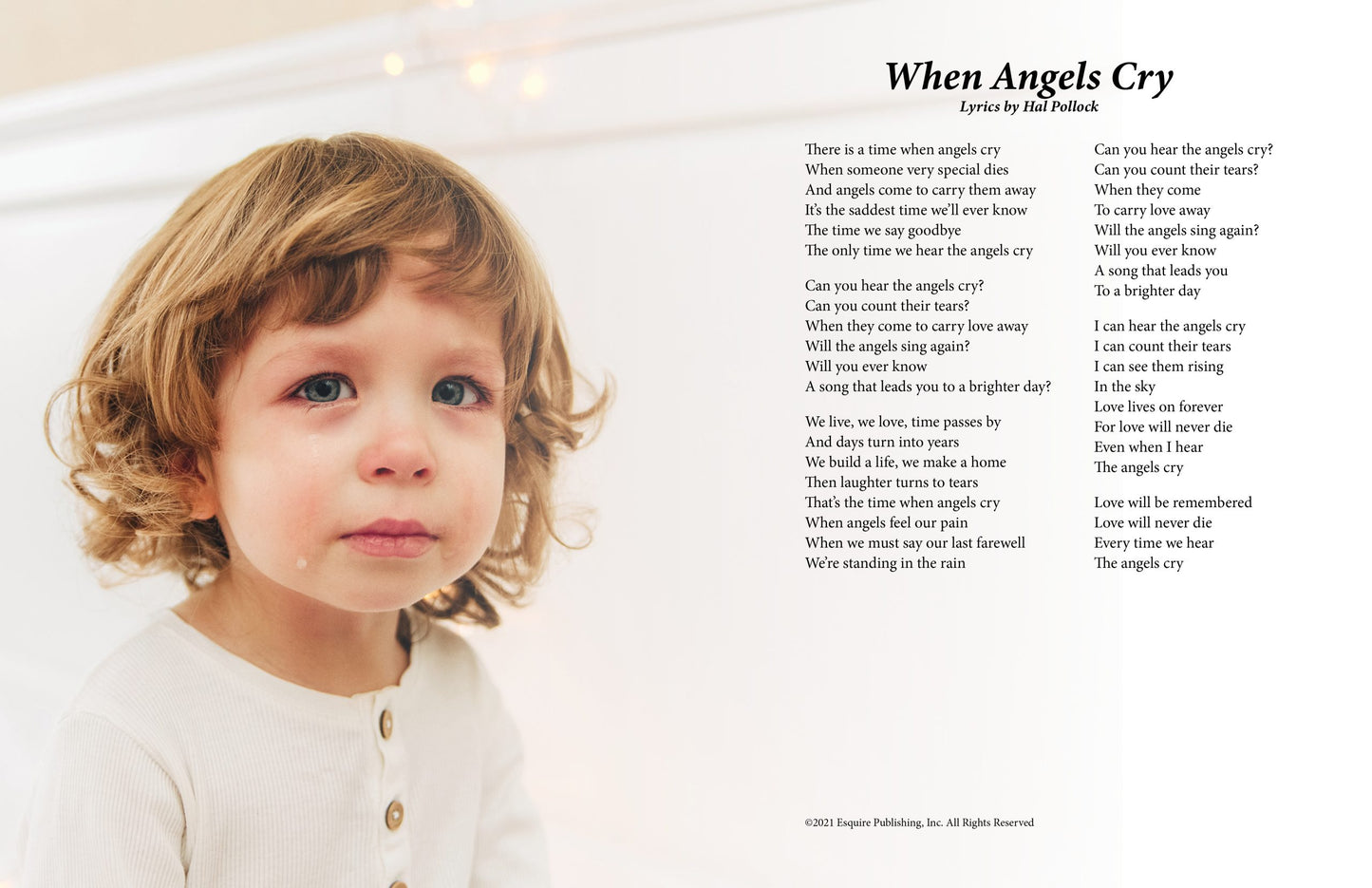 When Angels Cry - Lyric Art Print
