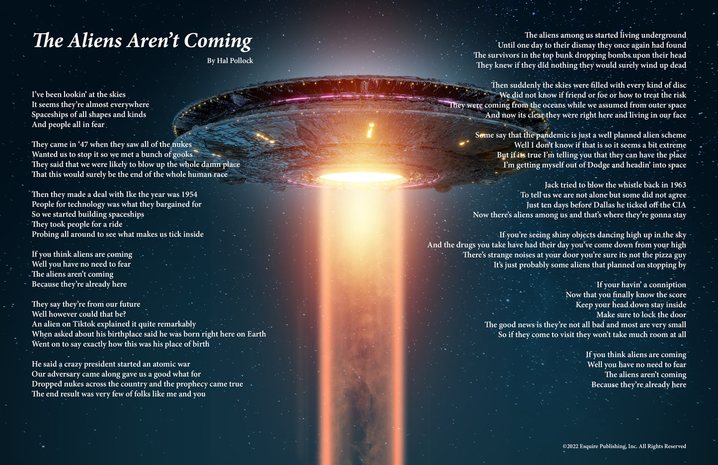 The Aliens Aren't Coming - Lyric Art Print